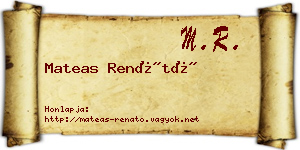 Mateas Renátó névjegykártya